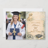 Photo Animal Care White Coat Graduation Ankündigung (Vorderseite)