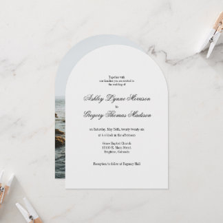 Photo Arch Shaped Grey Wedding Invitation Einladung