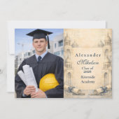 Photo Architecture Drafting Tools Graduation Ankündigung (Vorderseite)