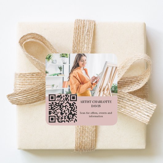 Photo artist designer dusty rose pink QR code Quadratischer Aufkleber