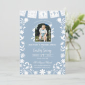 Photo Baby Blue Cielito Lindo Baptism Einladung (Stehend Vorderseite)
