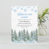 Photo Baby It's Cold Outside Winter Baby Shower Einladung (Stehend Vorderseite)