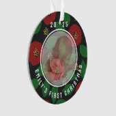 Photo Baby's First Christmas Floral Ornament (Vorderseite)