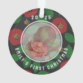 Photo Baby's First Christmas Floral Ornament (Rückseite)