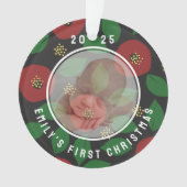 Photo Baby's First Christmas Floral Ornament (Vorderseite)