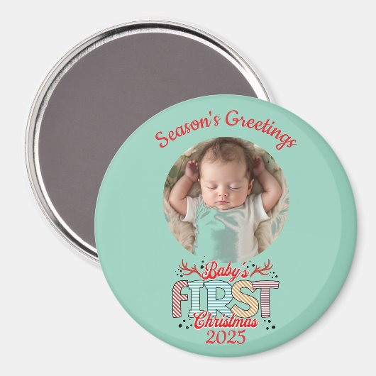 Photo BABY'S First Christmas Personalize Magnet (Vorderseite/Rückseite)
