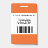 Photo Badge - Orange and Black Ausweis (Rückseite)