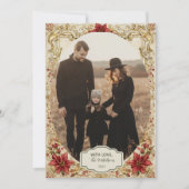 Photo Baroque Poinsettia Elegance Christmas Feiertagskarte (Vorderseite)