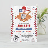 Photo Baseball Birthday Invitation Einladung (Stehend Vorderseite)