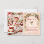 Photo Berry First Garden 1st Birthday Dankeskarte (Vorderseite)