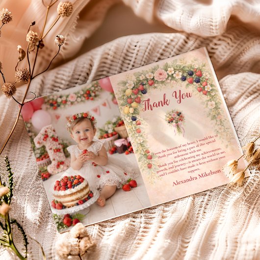 Photo Berry First Garden 1st Birthday Dankeskarte