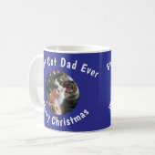 Photo Best Cat Dad Ever Custom Pet Name Blue  Kaffeetasse (Vorderseite Links)
