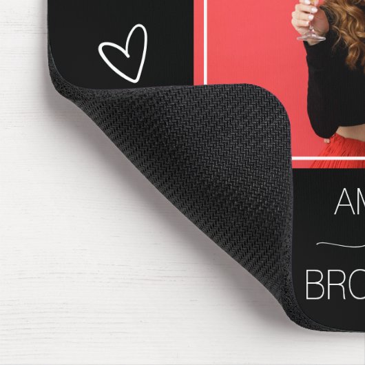 Photo Best Friends Forever Black and Red Hearts Mousepad (Ecke)