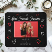 Photo Best Friends Forever Black and Red Hearts Mousepad