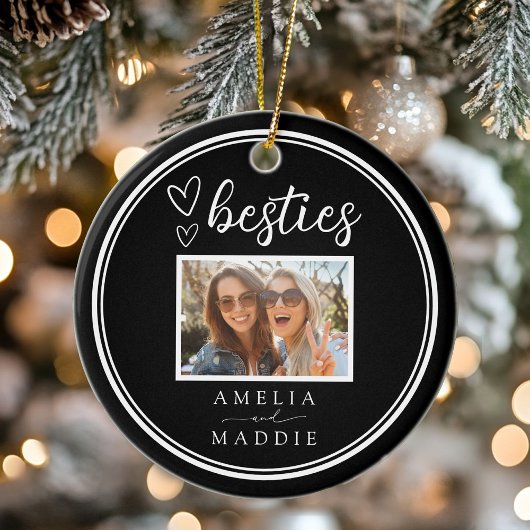 Photo Besties Modern Minimal Black and White  Keramik Ornament