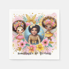 Photo Birthday Little Black Fairy African Pink Serviette