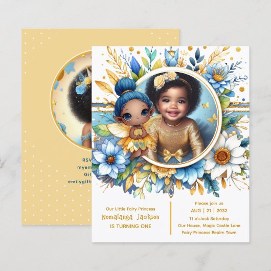 Photo Birthday Little Black Fairy African Princess (Vorne/Hinten)