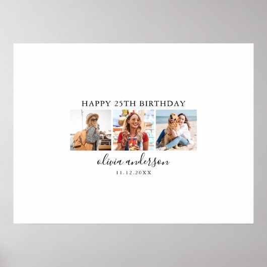 Photo Birthday Party Guest Signature Poster (Vorne)