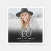 Photo Black 40th Birthday Party Serviette (Vorderseite)