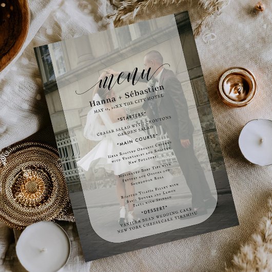 photo Black and White Wedding Menu Menükarte