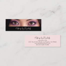 Photo Black Blush Pink Script Makeup Artist Modern Mini Visitenkarte