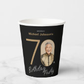 Photo Black Gold 70th Birthday  Pappbecher (Vorderseite)