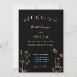 PHOTO | Black Rose Gold Wildflower | Goth Wedding  Einladung