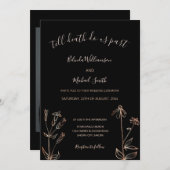 PHOTO | Black Rose Gold Wildflower | Goth Wedding Einladung (Vorne/Hinten)