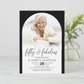 Photo Black White 50 Fabulous Birthday Arch Bold Einladung (Stehend Vorderseite)
