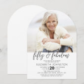 Photo Black White 50 Fabulous Birthday Arch Modern Einladung (Vorne/Hinten)