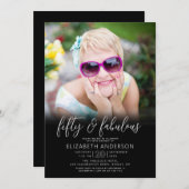 Photo Black White 50 Fabulous Birthday Modern Bold Einladung (Vorne/Hinten)