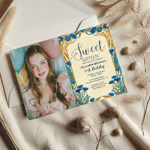 Photo Blue Cornflower Art Nouveau Sweet Sixteen