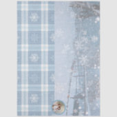 Photo Blue Cozy Plaid Winter Christmas  Seidenpapier (Vorderseite)