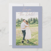 Photo Blue Cream Drawn Floral Garden Save The Date (Vorderseite)