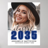 Photo Blue Graduation Party Sign Poster (Vorne)