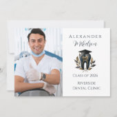 Photo Blue Laurel Dental Graduation Ankündigung (Vorderseite)
