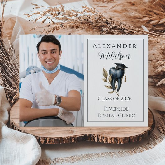 Photo Blue Laurel Tooth Graduation Party Ankündigung