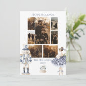 Photo Blue Nutcracker Christmas Feiertagskarte (Stehend Vorderseite)