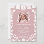 Photo Blush Pink Cielito Lindo Baptism Einladung (Vorderseite)