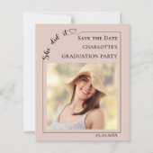 Photo Blush Pink Graduation Save the Date Card (Vorderseite)