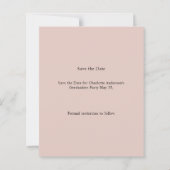 Photo Blush Pink Graduation Save the Date card (Rückseite)