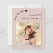 Photo Blush Pink Graduation Save the Date card (Vorderseite)