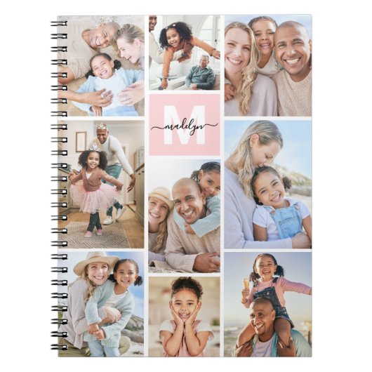 Photo Blush Pink Monogram Notizblock (Vorderseite)