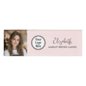 Photo Blush Pink Script Add Your Logo Makeup Salon Namenschild (Vorderseite)