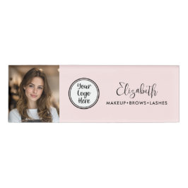 Photo Blush Pink Script Add Your Logo Makeup Salon Namenschild