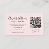 Photo Blush Pink Script Black QR Code Makeup Chic Visitenkarte (Rückseite)