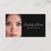 Photo Blush Pink Script Black QR Code Makeup Chic Visitenkarte (Vorderseite)