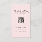 Photo Blush Pink Script Social Icon QR Code Makeup Visitenkarte (Rückseite)