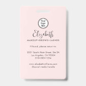 Photo Blush Pink Script Your Logo Here Makeup ID Ausweis (Back)