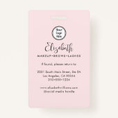 Photo Blush Pink Script Your Logo Here Makeup ID Ausweis (Rückseite)